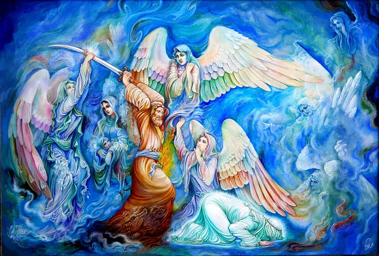 Painting of the assassination of Ali ibn Abi Talib at the Great Mosque of Kufa in 661.