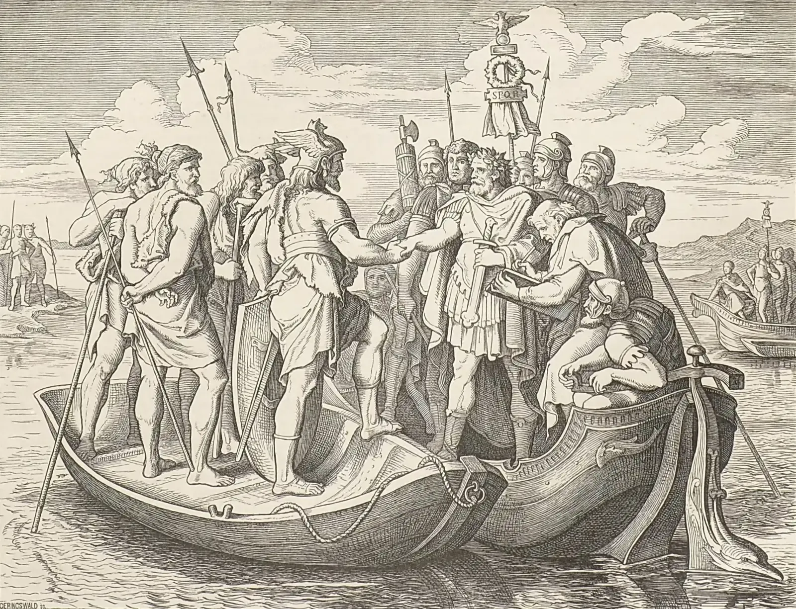 Athanaric and Valens on the Danube, painting by Eduard Bendemann, 1860
