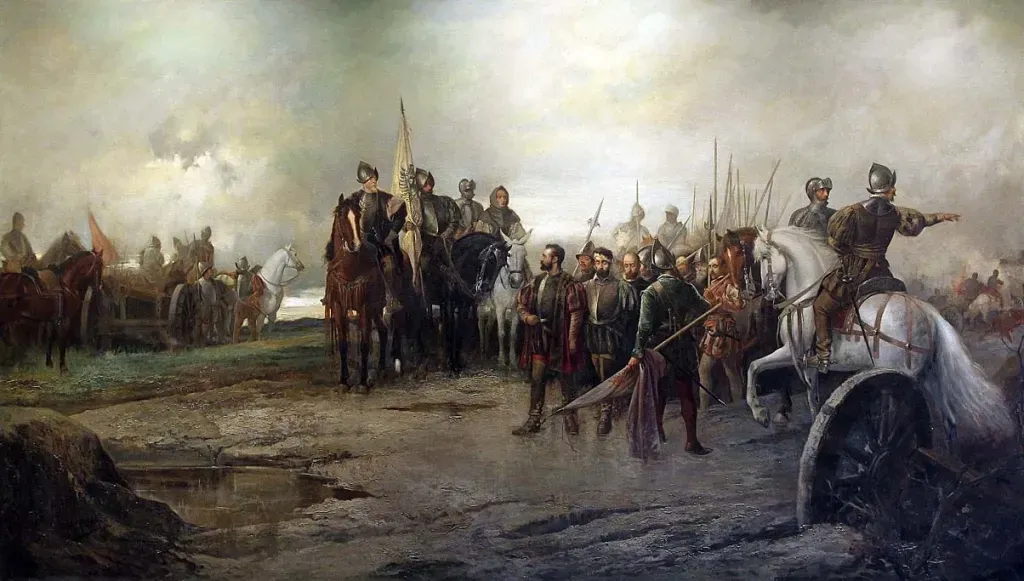Painting of the Battle of Villalar (1521), where royalist forces defeated the Comunero army.