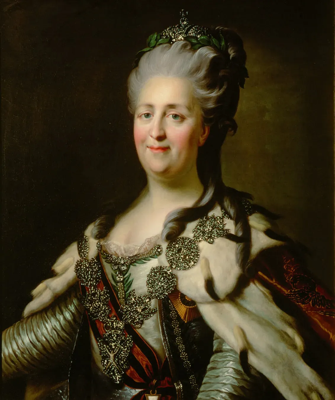 Portrait of Catherine II of Russia by Fyodor Rokotov, after Alexander Roslin, 1780s