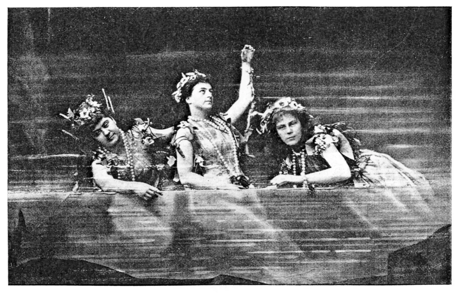 The Rhinemaidens in the first Bayreuth production of Das Rheingold, 1876: Minna Lammert, Lilli Lehmann, and Marie Lehmann