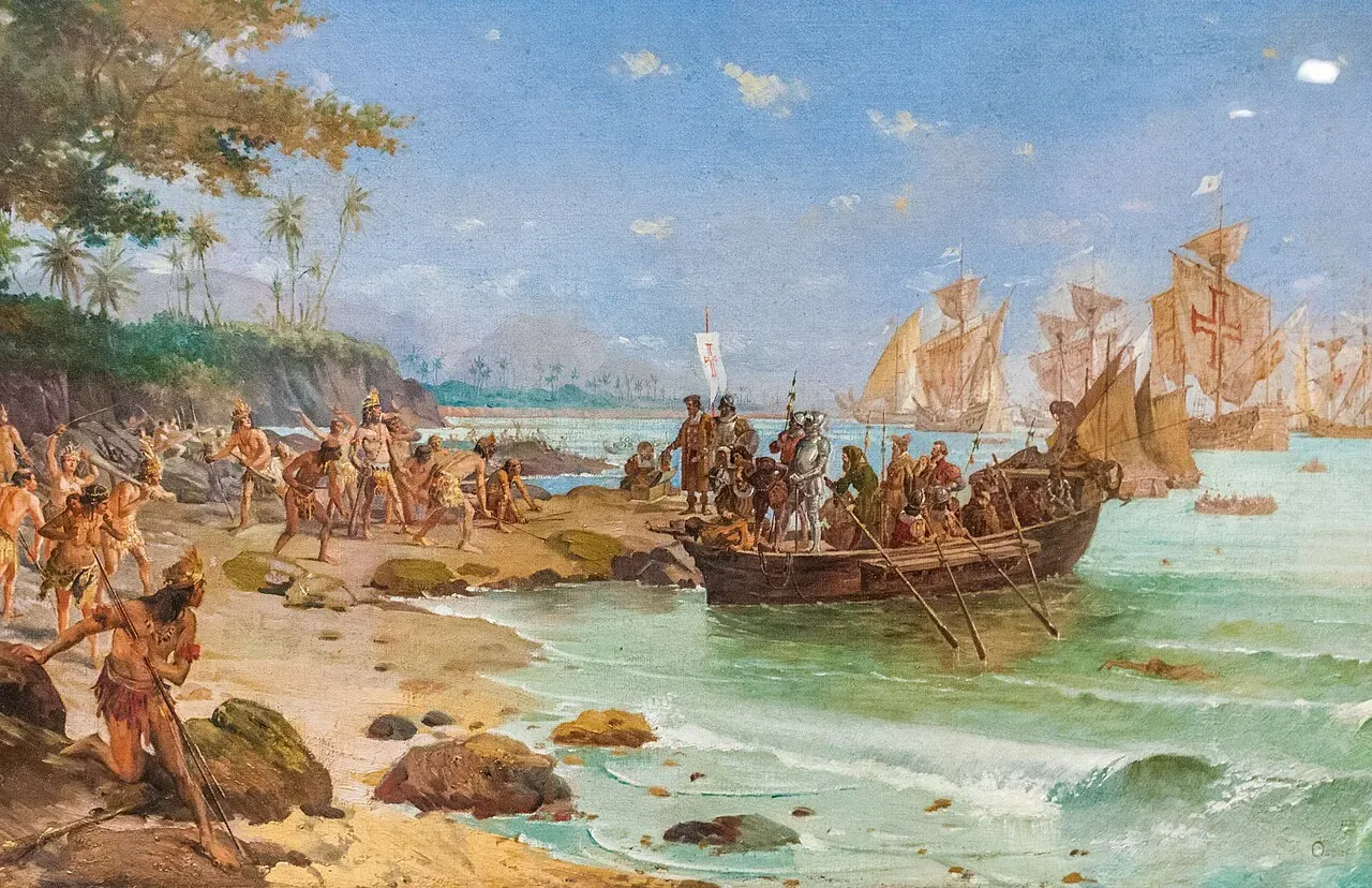 Oscar Pereira da Silva's painting of Pedro Álvares Cabral's landing at Porto Seguro in 1500.