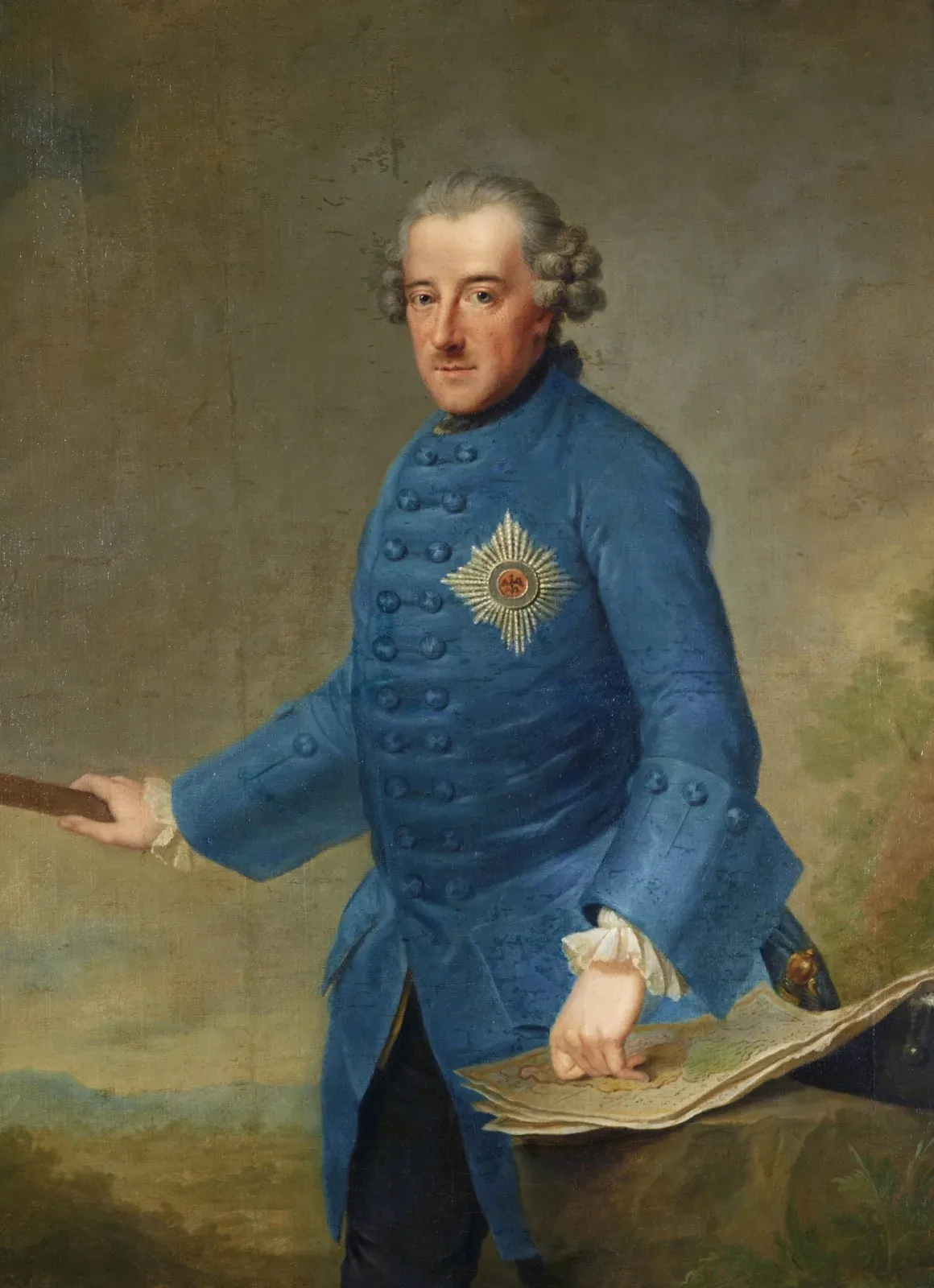 Portrait of Frederick the Great in military uniform, by Johann Georg Ziesenis