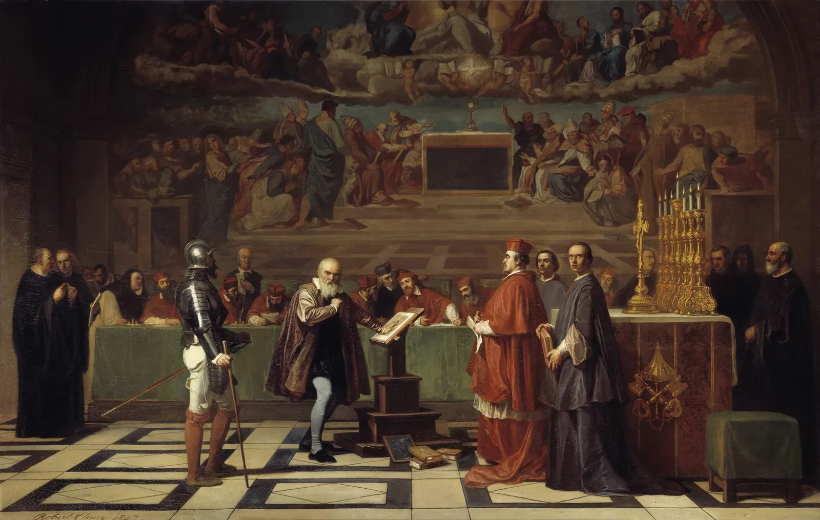 Galileo before the Holy Office, painting by Joseph-Nicolas Robert-Fleury, 1847