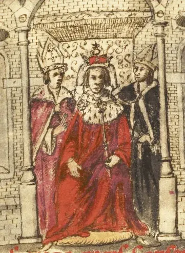 17th-century manuscript drawing of the coronation of Henry I of England