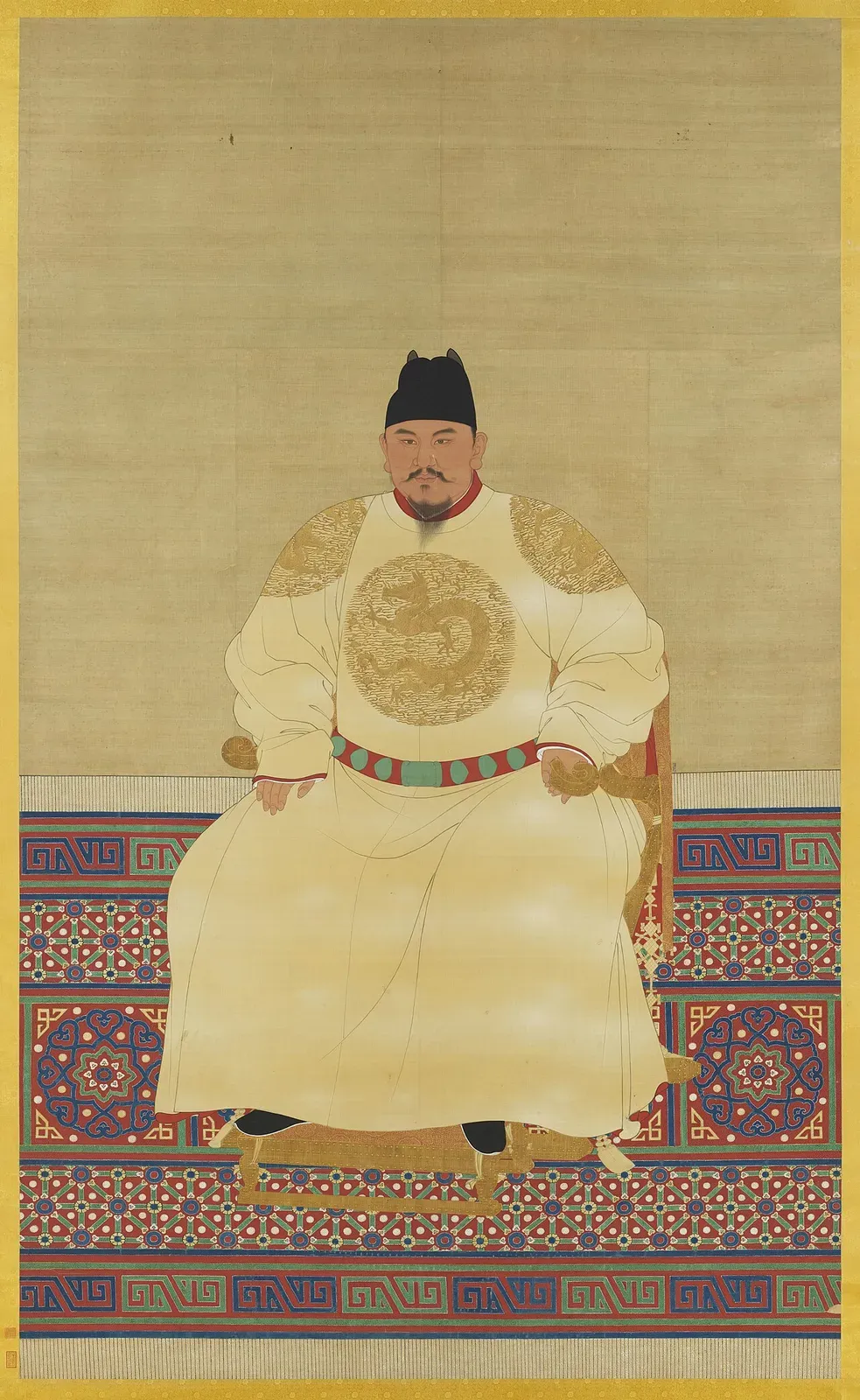 Seated court portrait of the Hongwu Emperor (Zhu Yuanzhang), founder of the Ming dynasty.