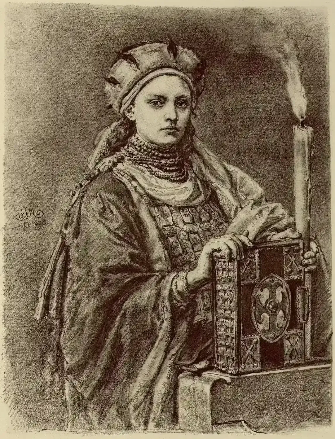 Statue of Doubravka of Bohemia, Mieszko I's Christian wife, whose marriage preceded his baptism in 966.