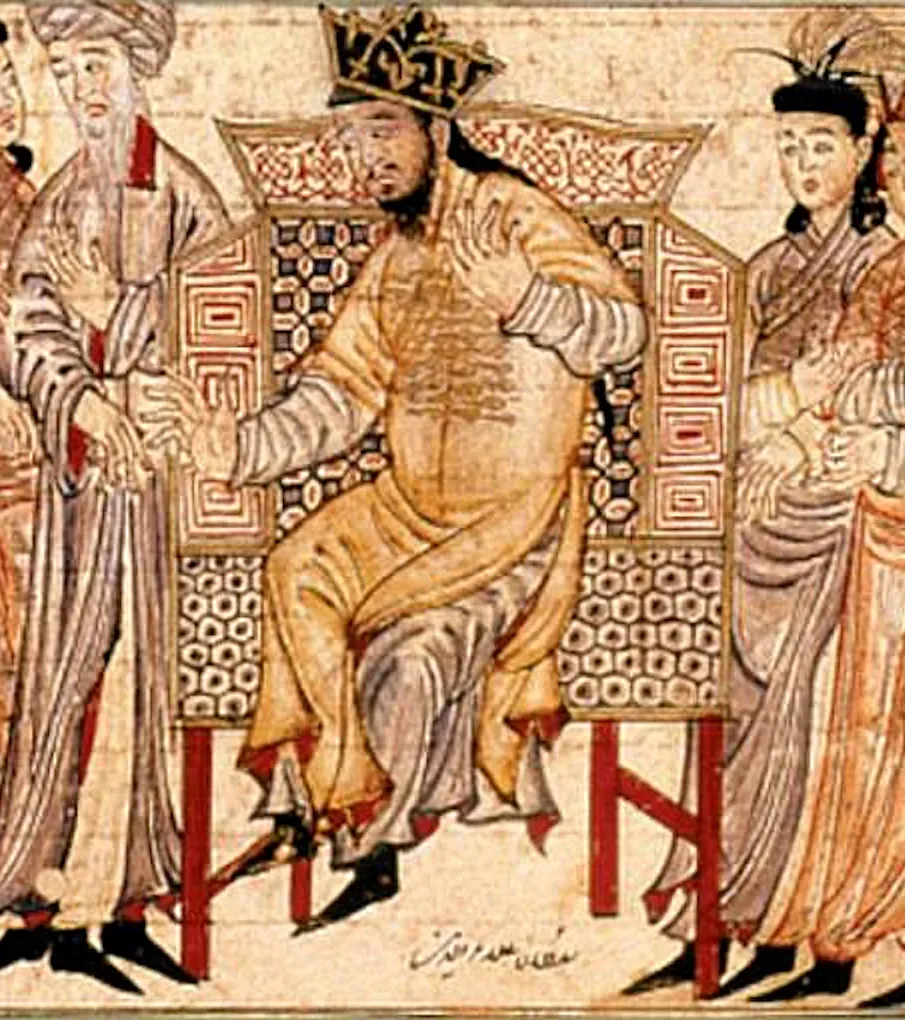 Illustration detail depicting Alauddin Khalji from a medieval manuscript