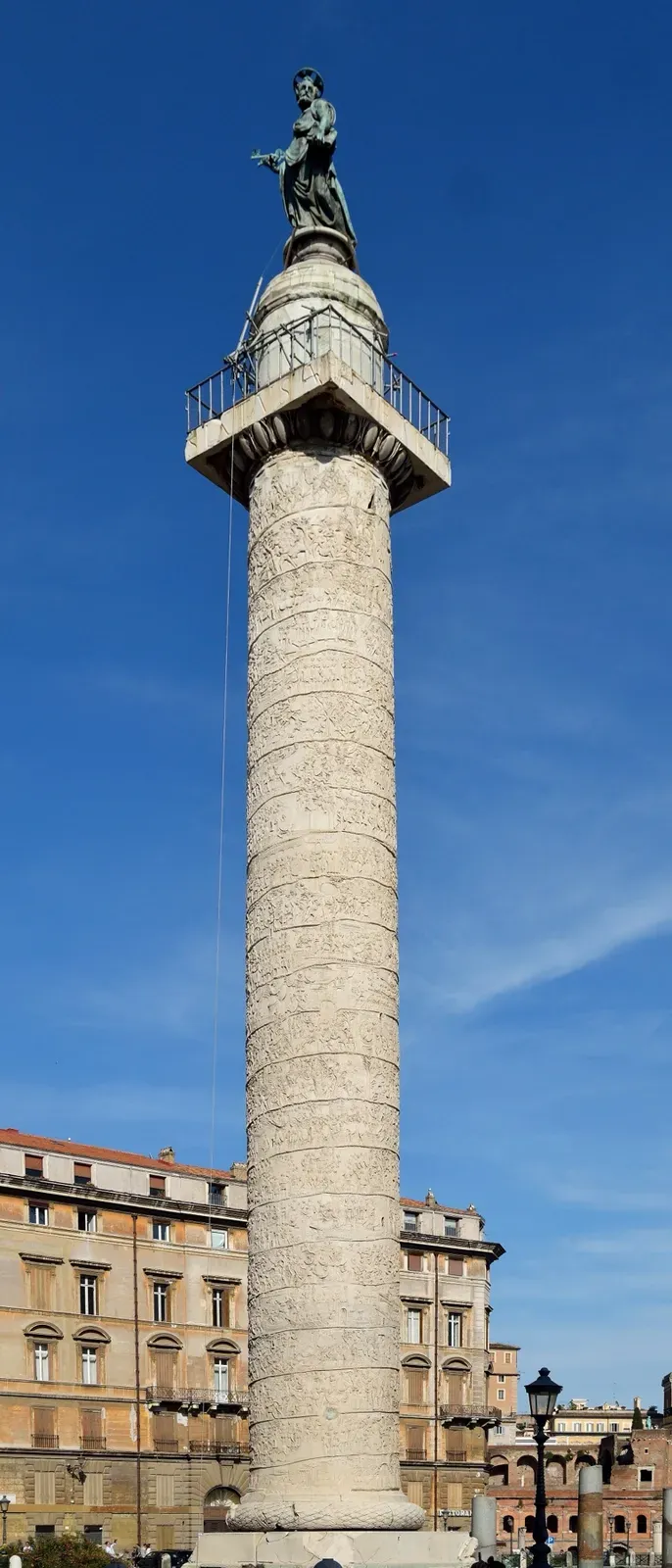 Trajan's Column in Rome, marble victory column with spiral relief