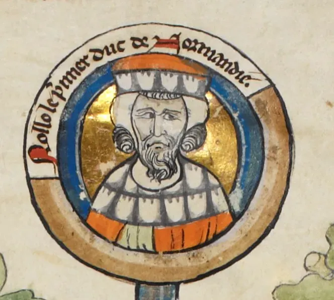 Rollo, Duke of Normandy, from a 13th-century roll of the Norman dukes