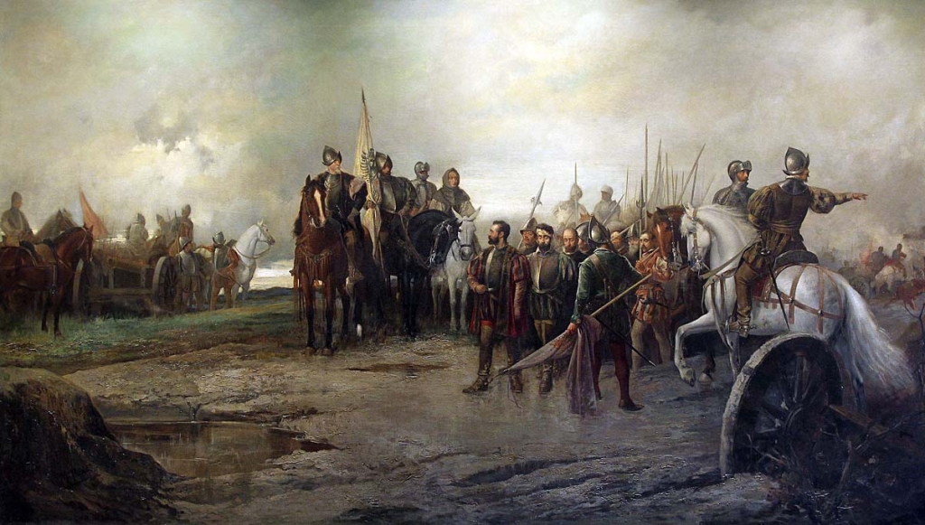 Painting of the Battle of Villalar (1521), where royalist forces defeated the Comunero army.