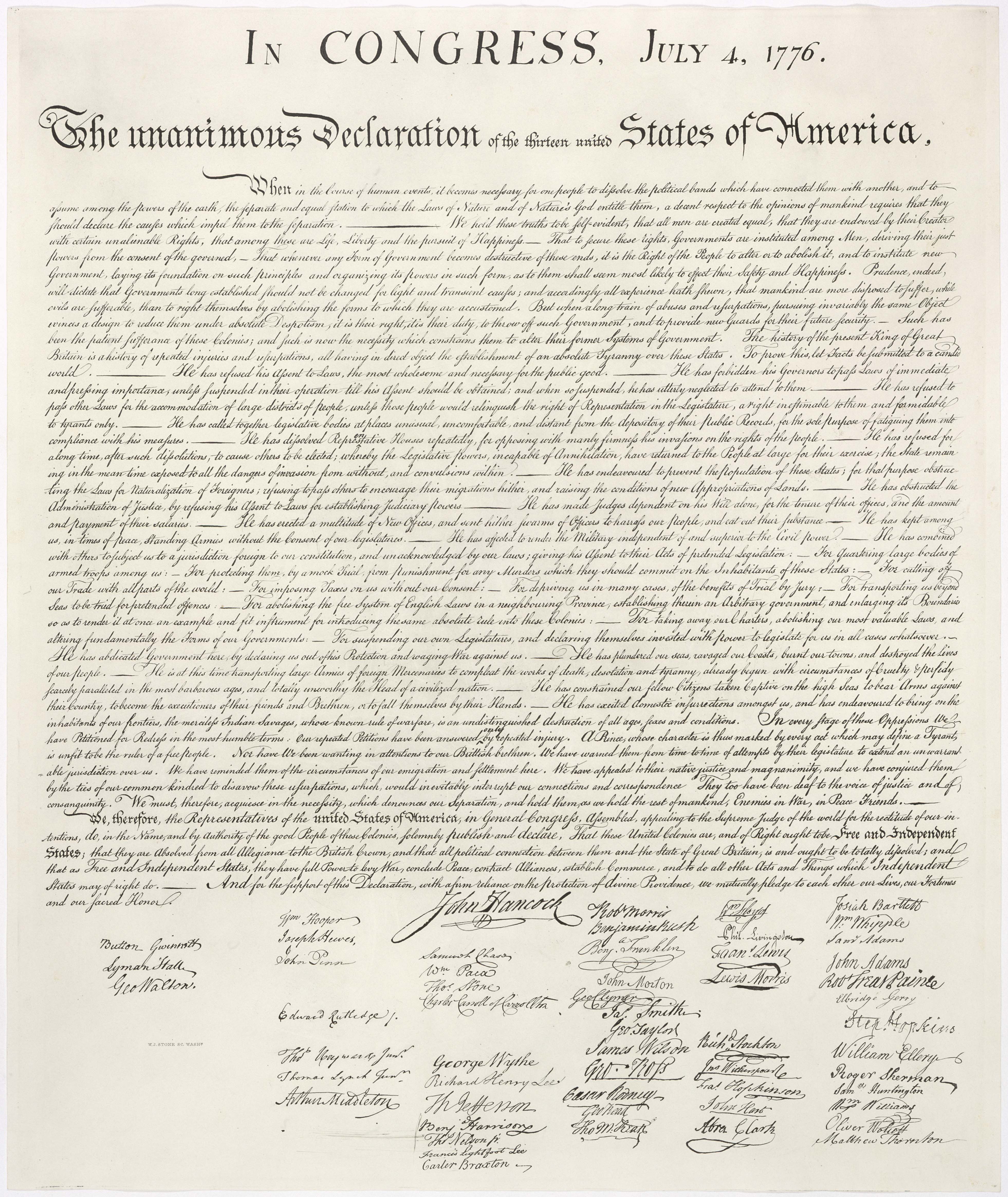 The United States Declaration of Independence, 1776