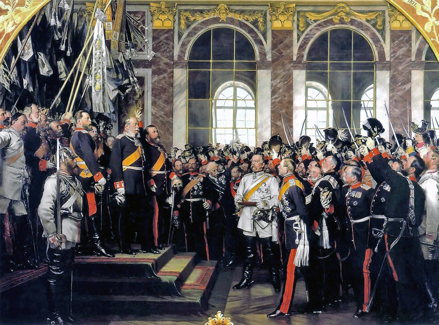 Anton von Werner's painting of the proclamation of the German Empire at Versailles on 18 January 1871.