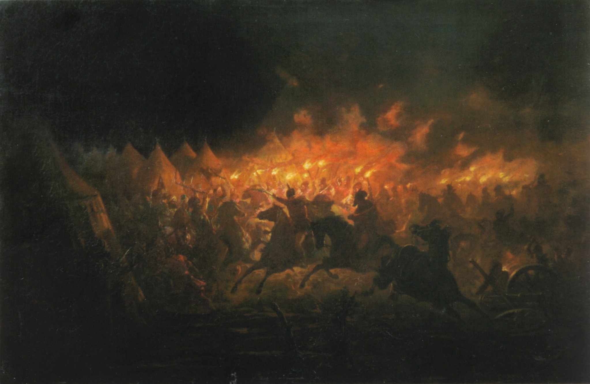 Painting of Vlad the Impaler's night attack on Mehmed II's camp at Târgoviște, 1462