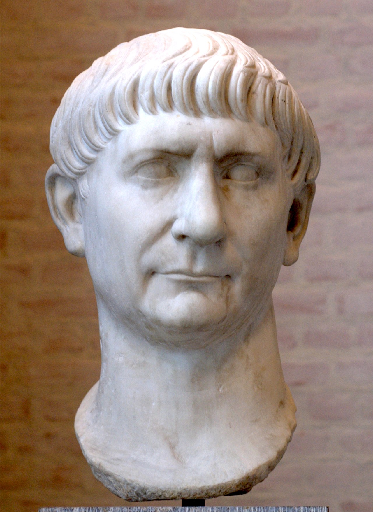 Marble portrait bust of Emperor Trajan, who succeeded Nerva in AD 98.