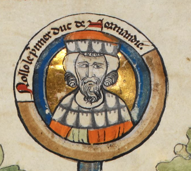 Rollo, Duke of Normandy, from a 13th-century roll of the Norman dukes