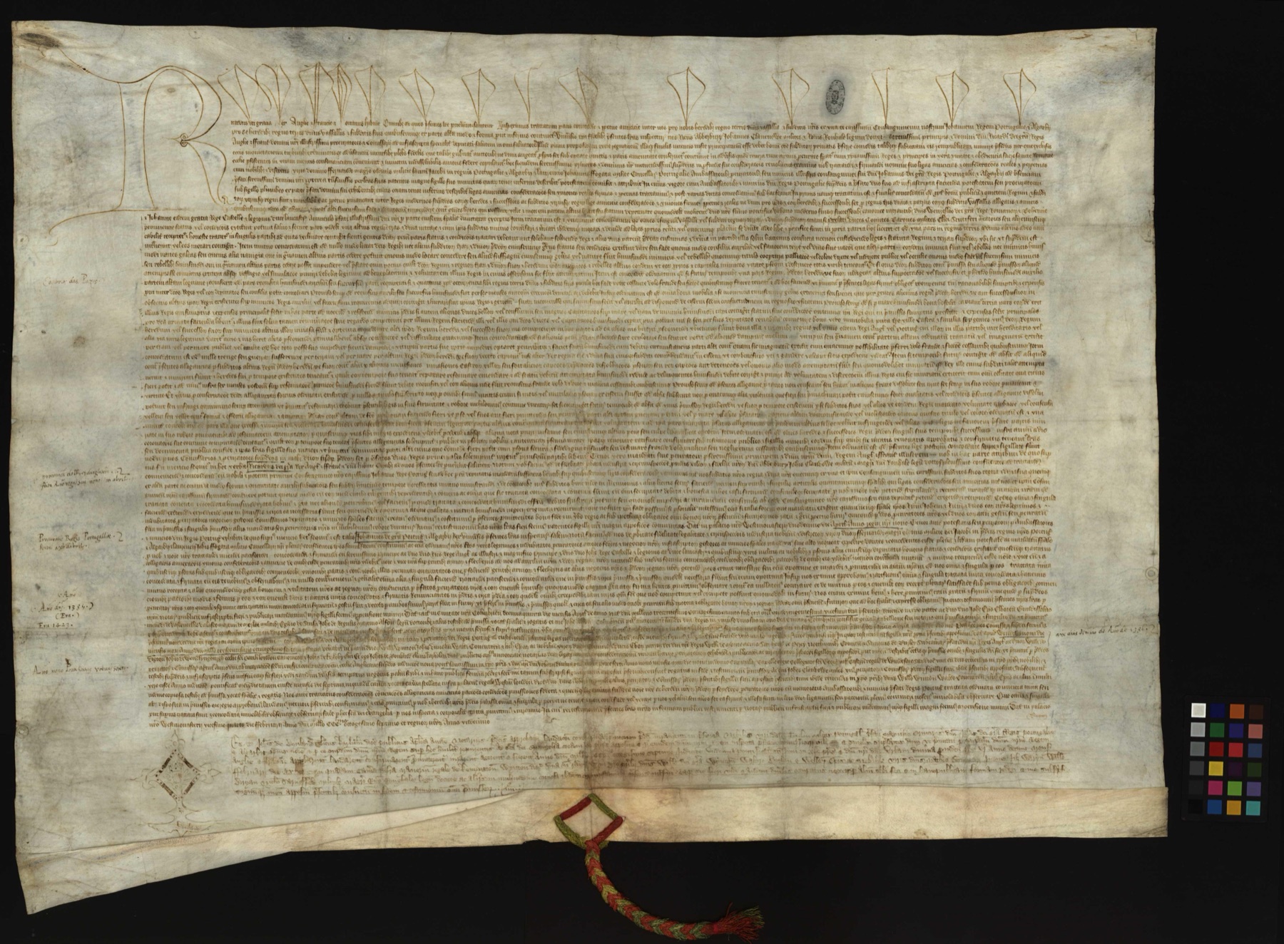 Photograph of the 1386 Treaty of Windsor document